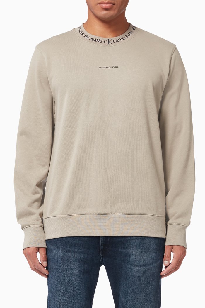 

Logo Collar Sweatshirt in Organic Cotton, Neutral