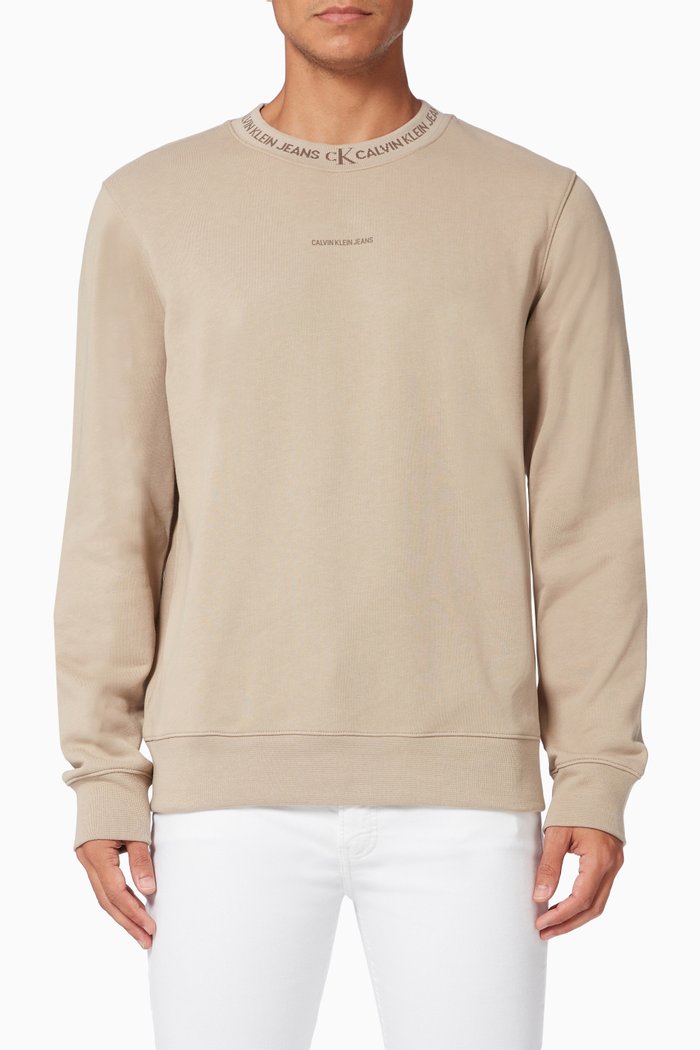 

Logo Collar Sweatshirt in Organic Cotton, Neutral
