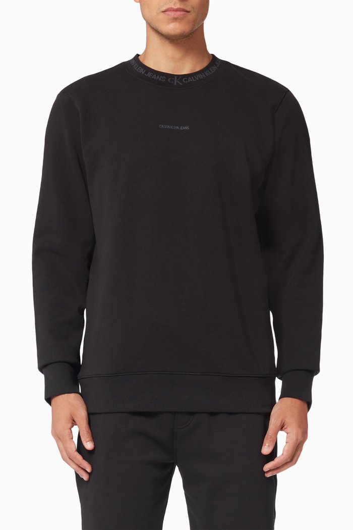 

Logo Collar Sweatshirt in Organic Cotton, Black