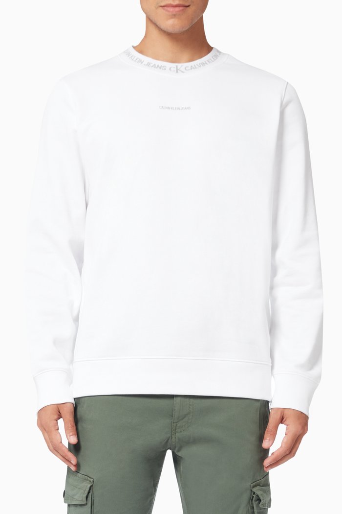 

Logo Collar Sweatshirt in Organic Cotton, White