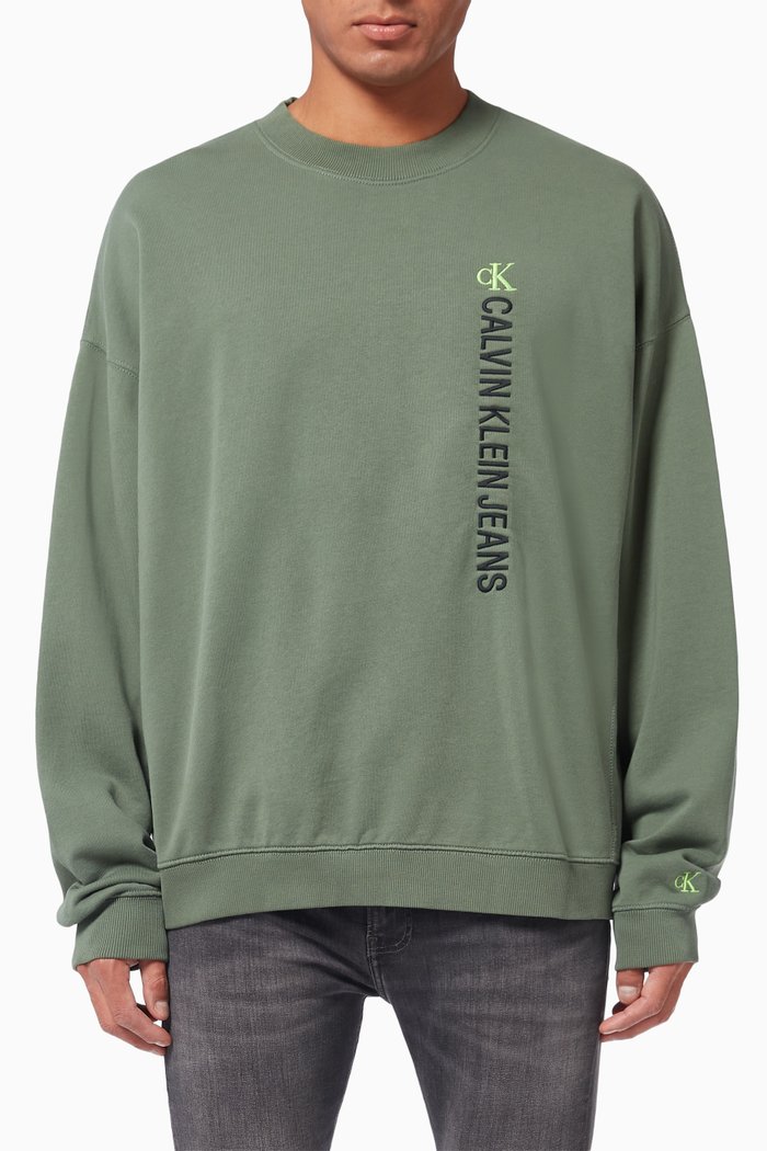 

Embroidered Logo Sweatshirt in Organic Cotton, Green