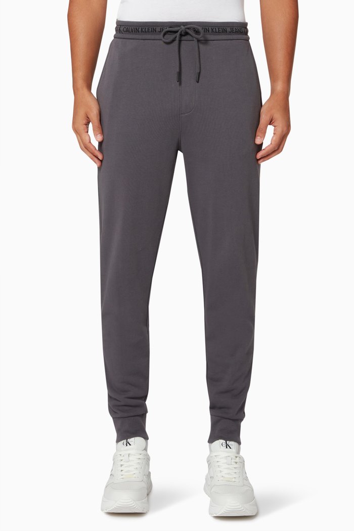 

Logo Waistband Joggers in Organic Cotton Loopback Terry, Grey