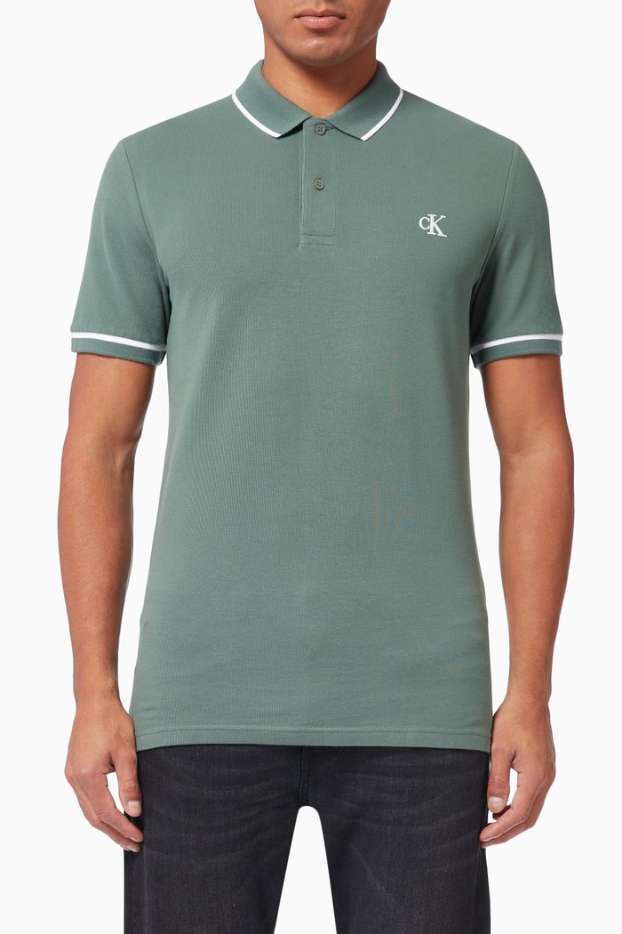 

Logo Polo Shirt in Cotton Piqué, Green