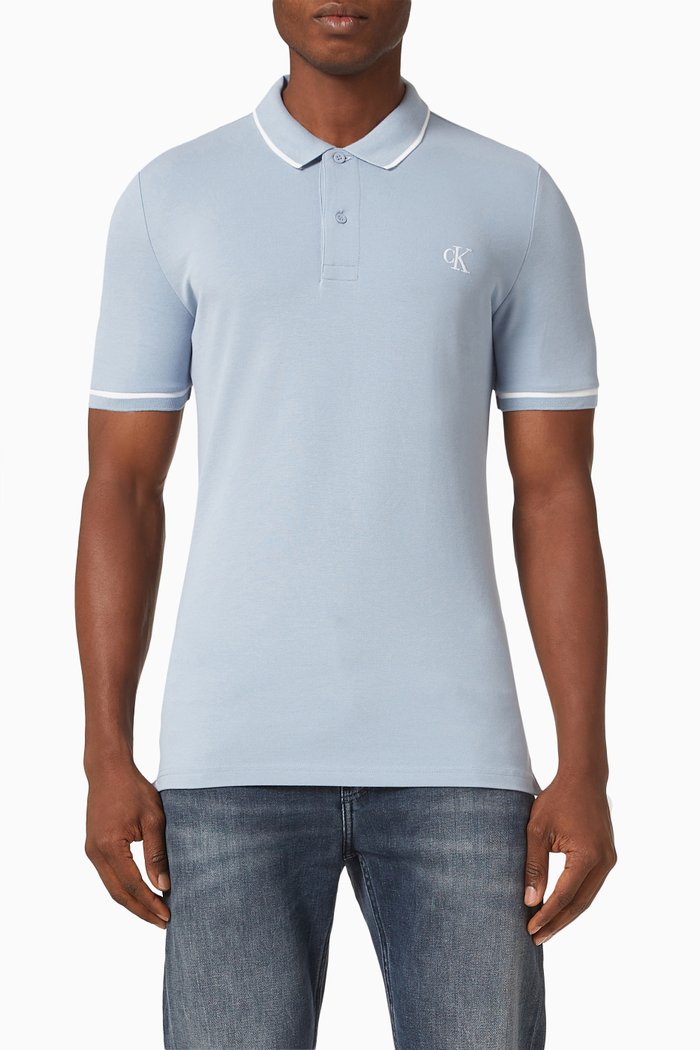 

Logo Slim Fit Polo Shirt in Cotton Piqué, Grey