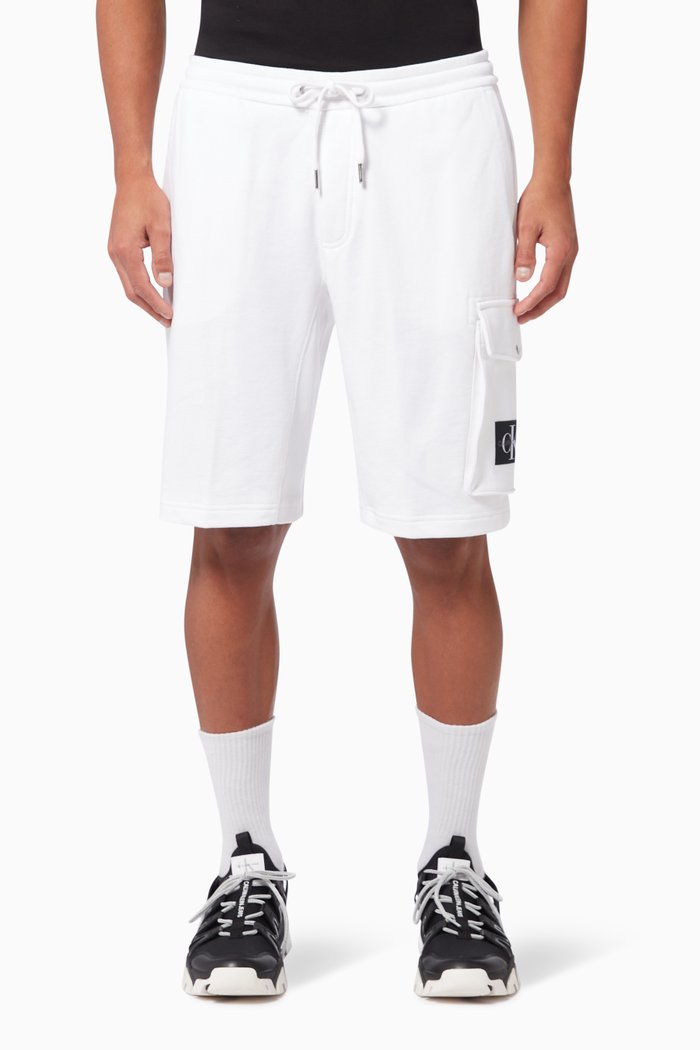 

Monogram Patch Jogger Shorts in Organic Cotton, White