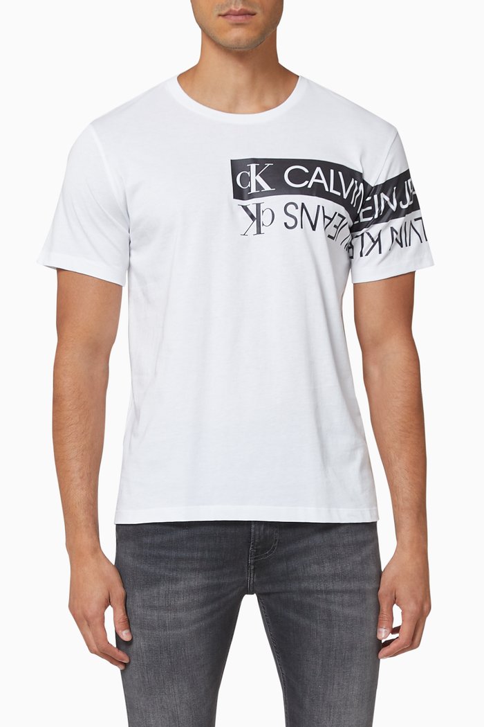 Mirrored Logo Organic Cotton T-shirt, White