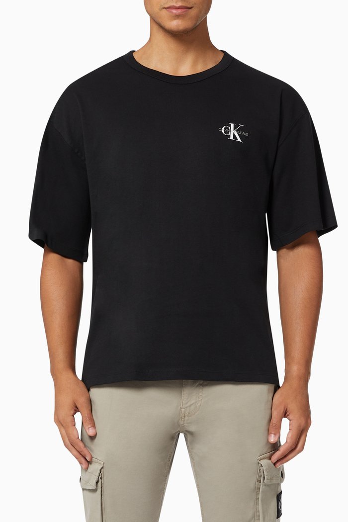 

Monogram T-shirt in Organic Cotton Jersey, Black