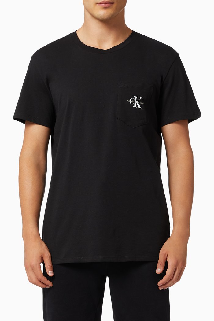 

Monogram Logo Print T-shirt in Organic Cotton, Black