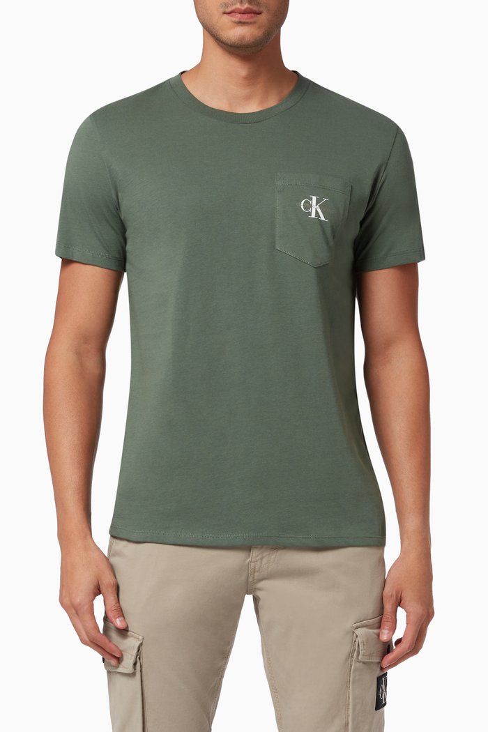 

Monogram Logo Print T-shirt in Organic Cotton, Green