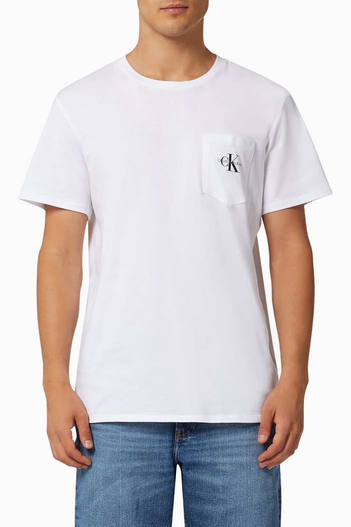 

Monogram Logo Print T-shirt in Organic Cotton, White