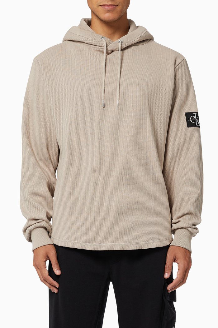 

Badge Hoodie in Waffle Knit Cotton, Neutral