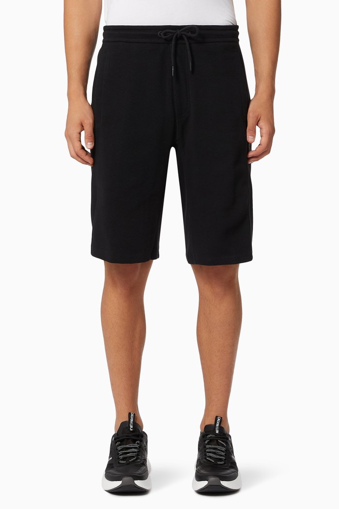 

Jogger Shorts in Cotton Waffle Knit, Black