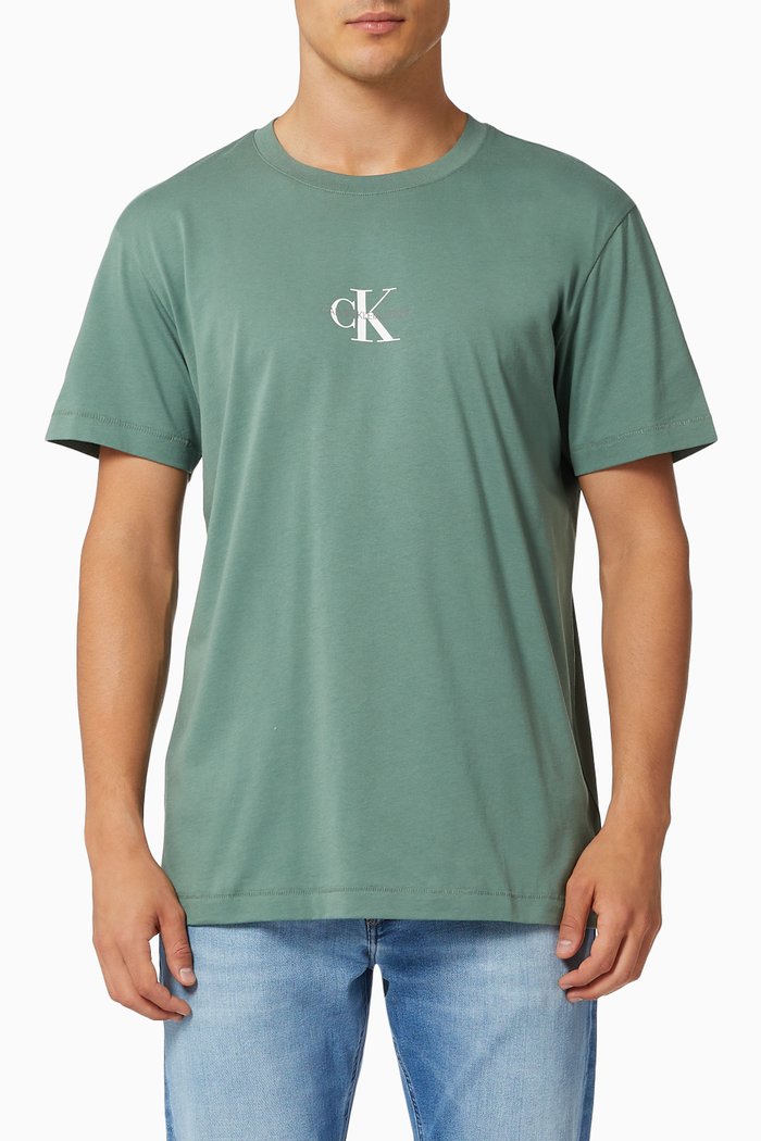 Small Chest Monogram T-shirt in Cotton, Green