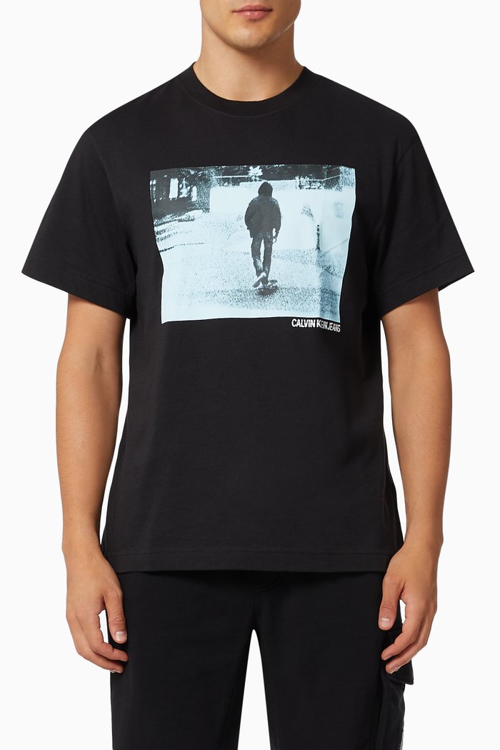 

Urban Skater Box Print T-shirt in Cotton, Black