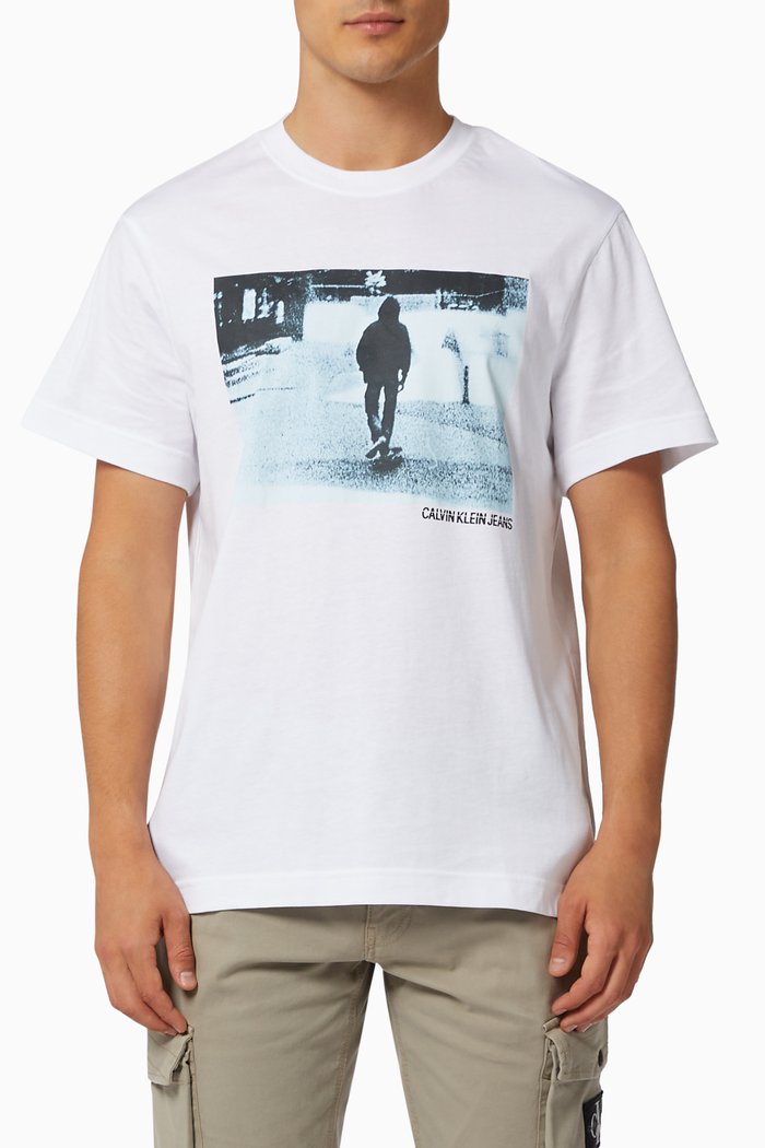 

Urban Skater Box Print T-shirt in Cotton, White