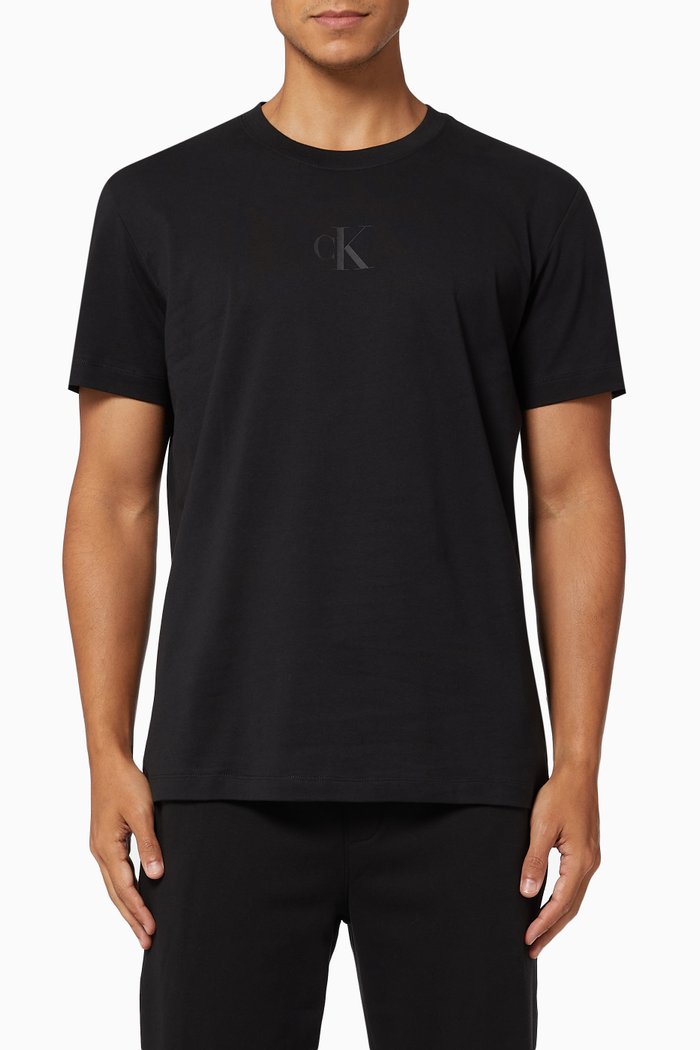 

Tonal Logo T-shirt in Organic Cotton Jersey, Black