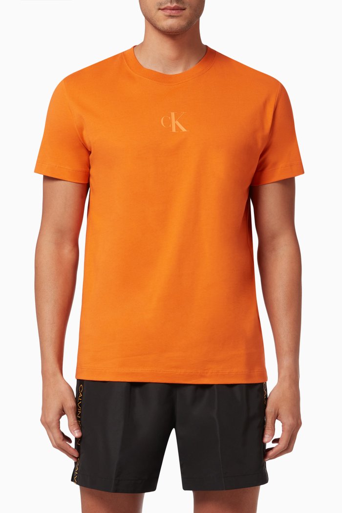 

Tonal Logo T-shirt in Organic Cotton Jersey, Orange