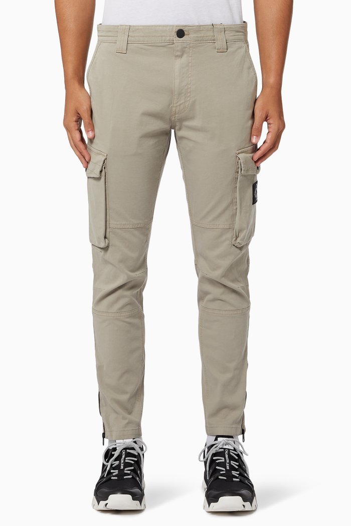 

Skinny Cargo Pants in Stretch Cotton, Neutral