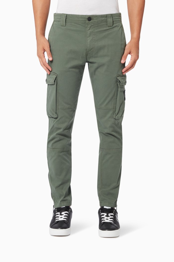 Skinny Cargo Pants in Cotton, Green