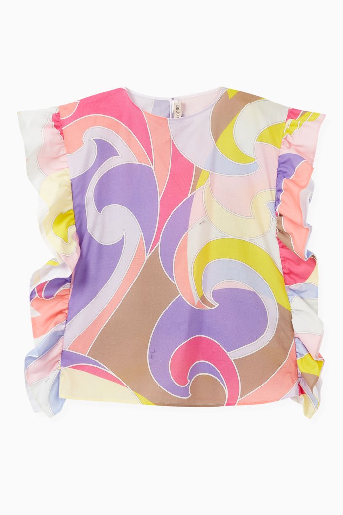 

Geometrical Quirimbas Print Silk Top, Multicolour