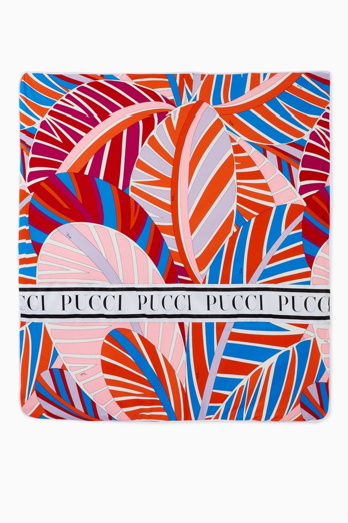 

Tropical Print Blanket in Cotton, Multicolour