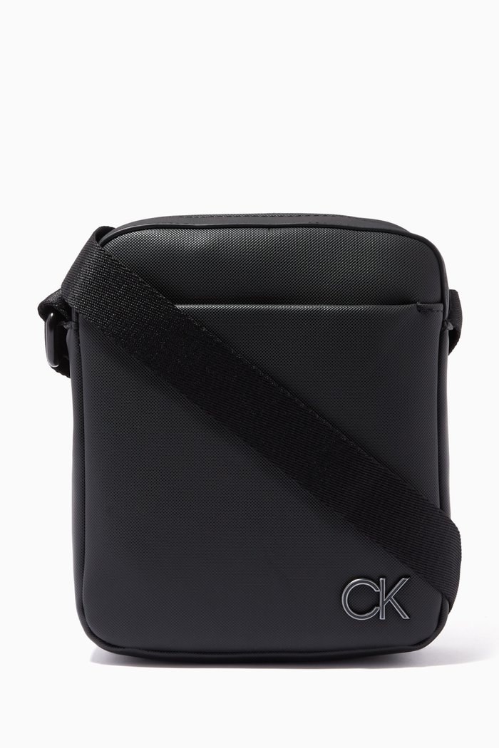 Small Crossbody Bag in Textured Nylon, Black