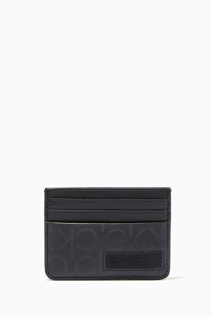 

Industrial Logo Card Holder in Faux Leather, Black
