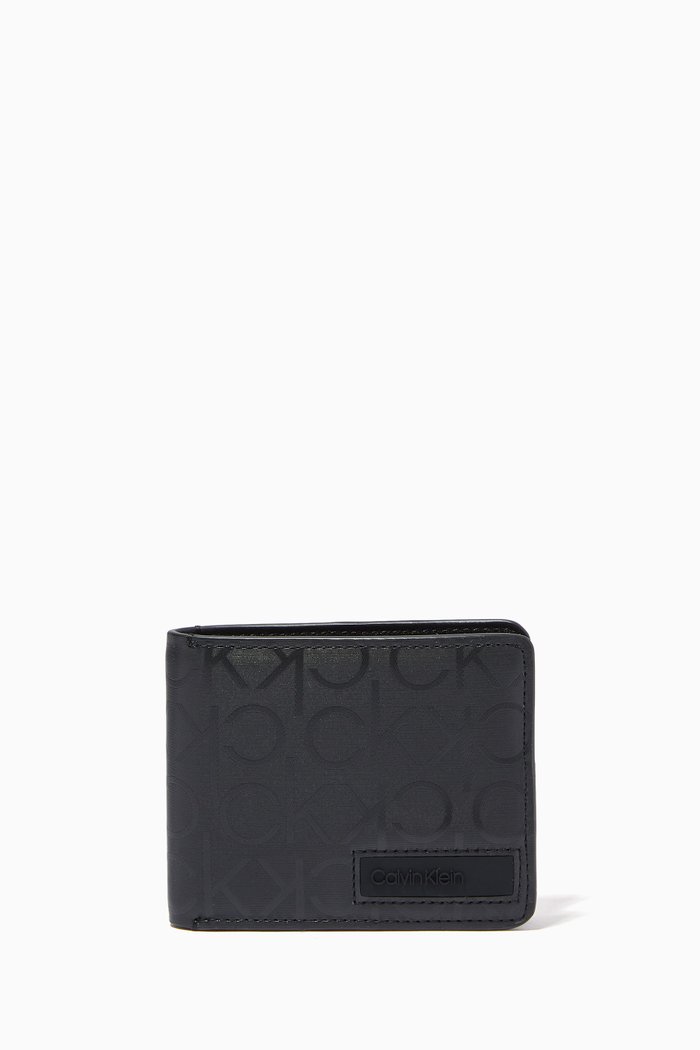 

Industrial Logo Bi-Fold Wallet in Faux Leather, Black
