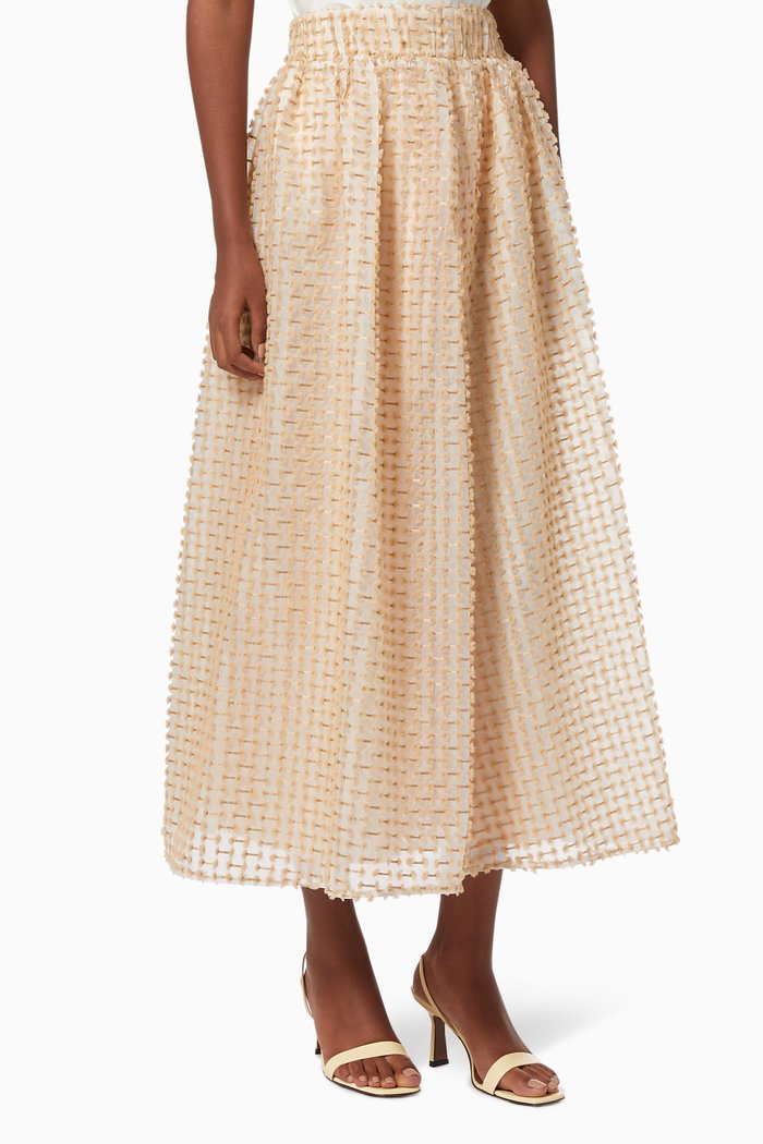 

Textured A-Shape Skirt, White