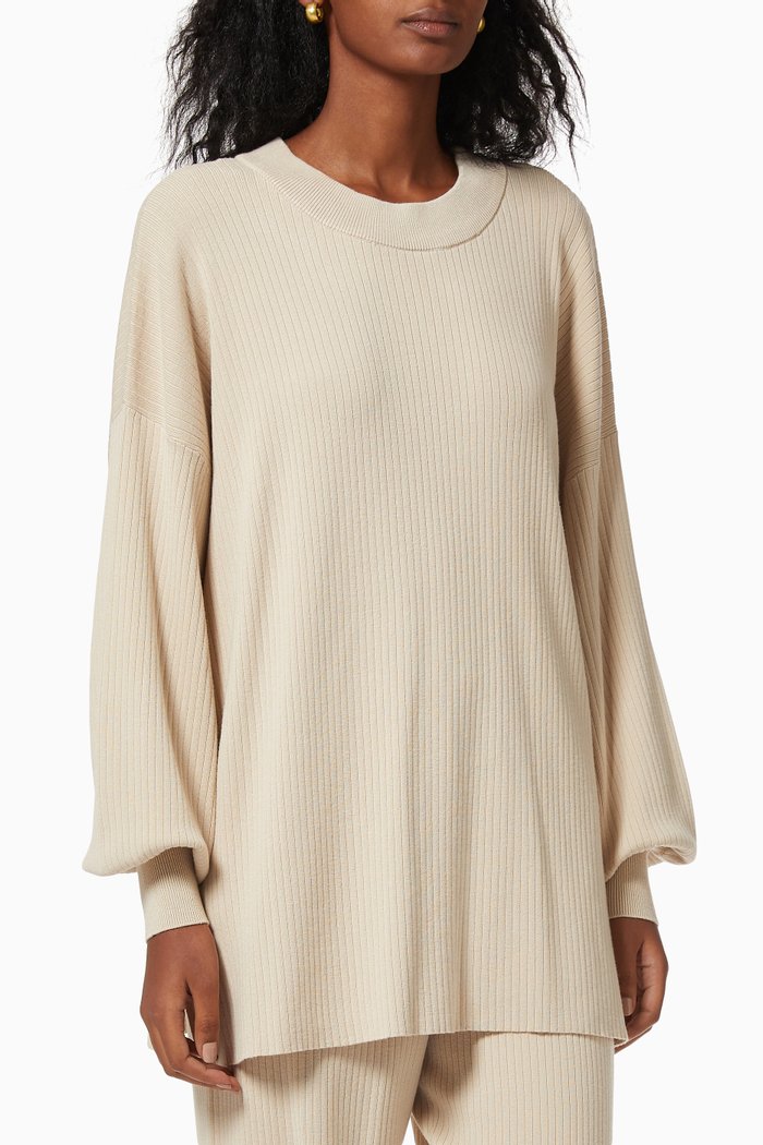 Oversized Loungewear Knitted Sweater, Neutral