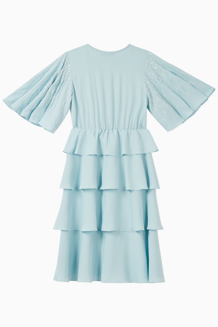 

Embroidered Tiered Kaftan, Blue