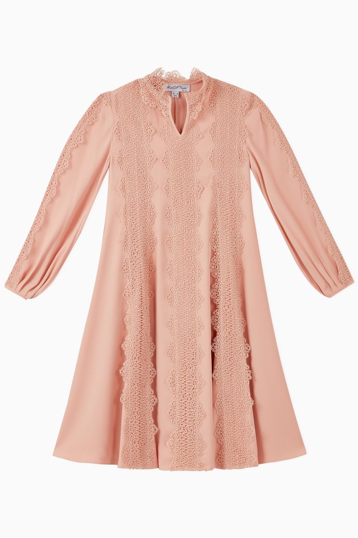Lace High Neck Dress, Pink