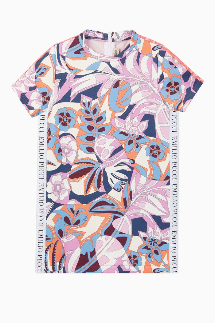

Samoa Print Lace Cotton T-Shirt Dress, Multicolour