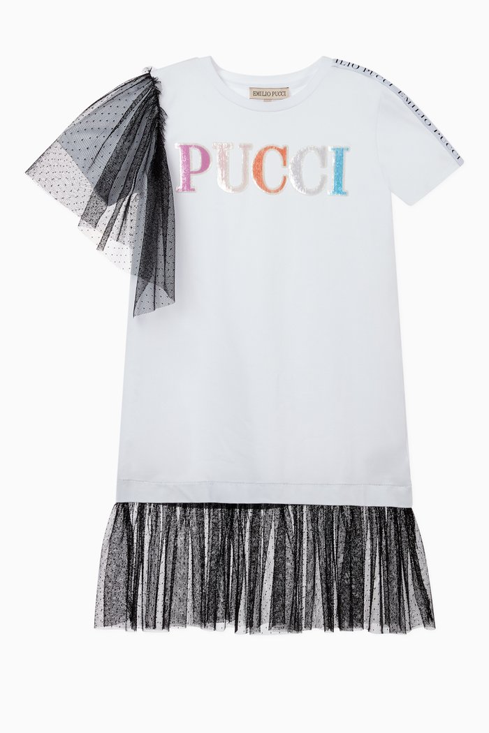 

Logo Mesh Jersey T-Shirt Dress, White