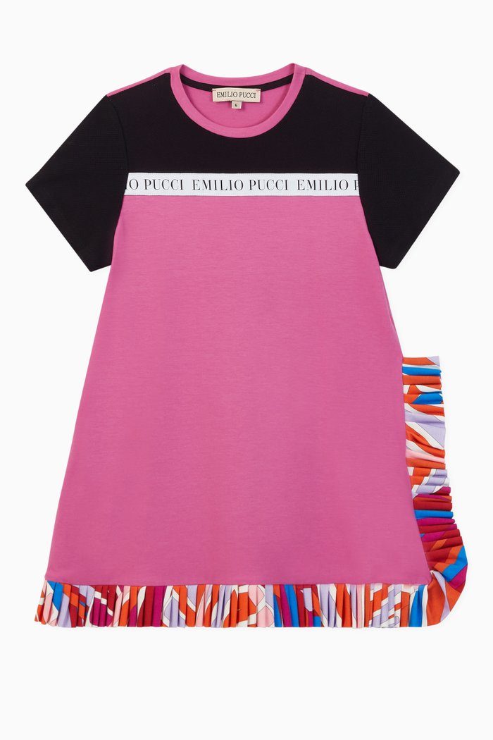 

Sal Print Ruffled Jersey T-Shirt Dress, Pink