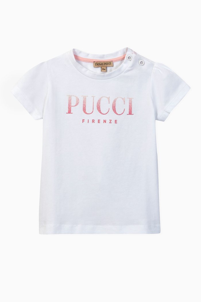 

Glitter Logo Cotton T-Shirt, White