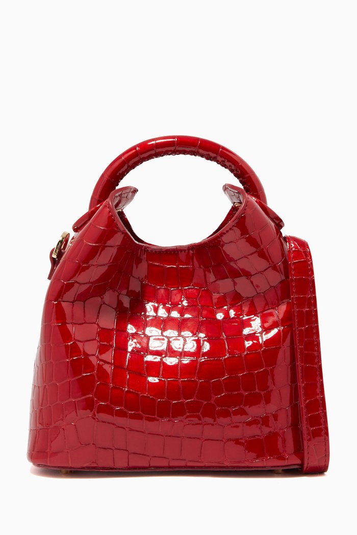 

Madeleine Bag in Croco Embossed Pearl Leather, Red