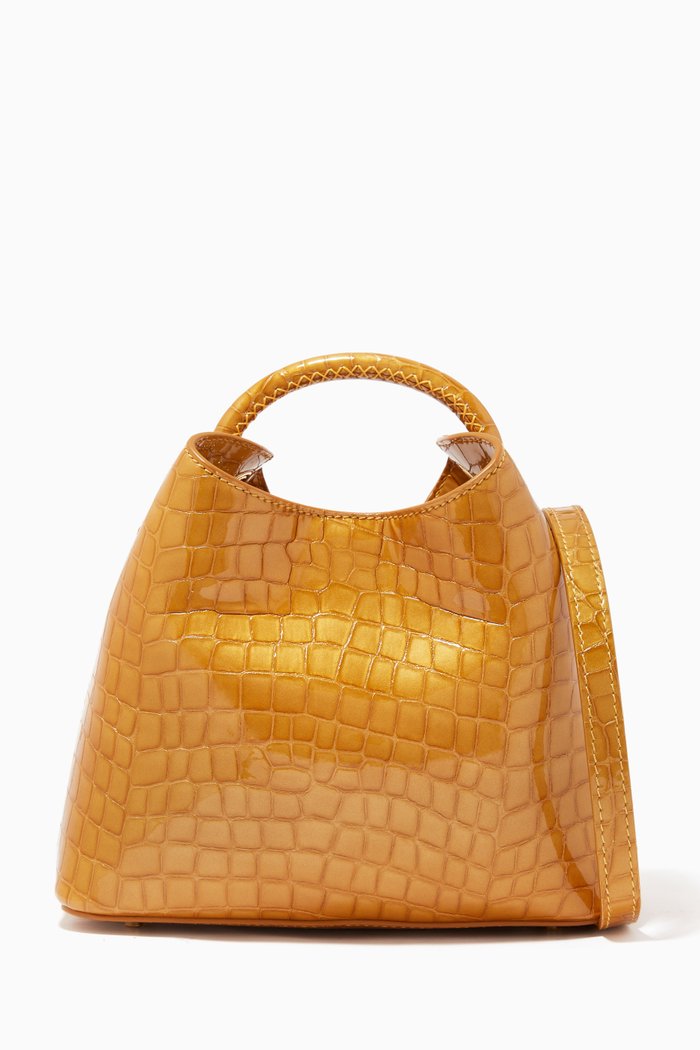 

Baozi Tote Bag in Croc-embossed Pearl Leather, Neutral