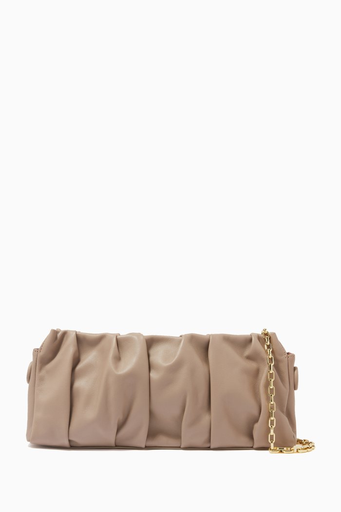 Long Vague Bag with Chain Strap in Lambskin, Neutral