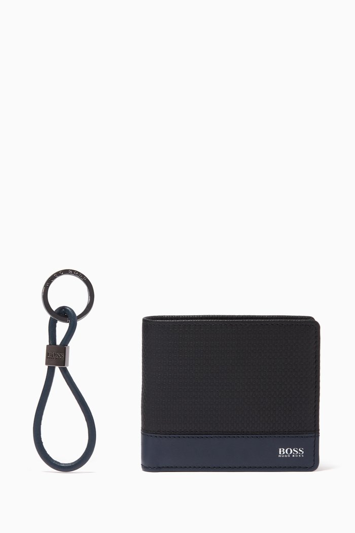 

Wallet & Key Ring Gift Set in Leather, Black
