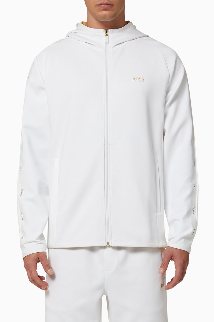 

Saggy 2 Logo Tape Zipped Jersey Hoodie, White