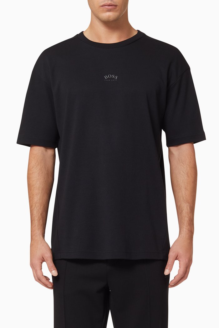 Talboa AJ Reflective Logo Cotton T-Shirt, Black