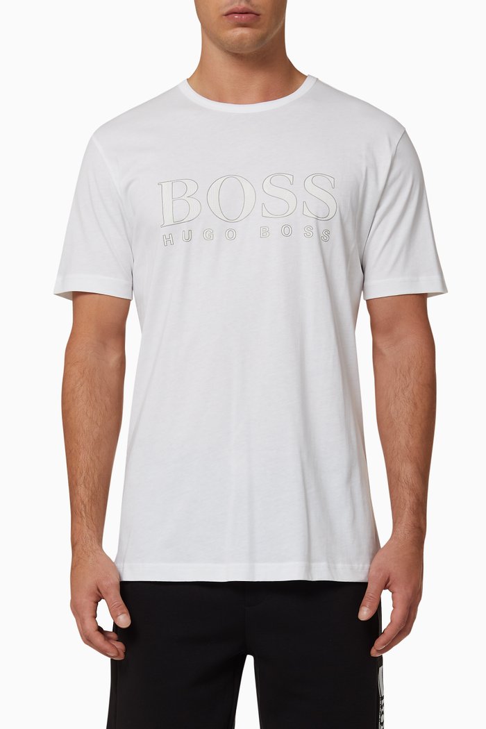 

Tee Gold 3 Metallic Logo Slim Cotton T-Shirt, White