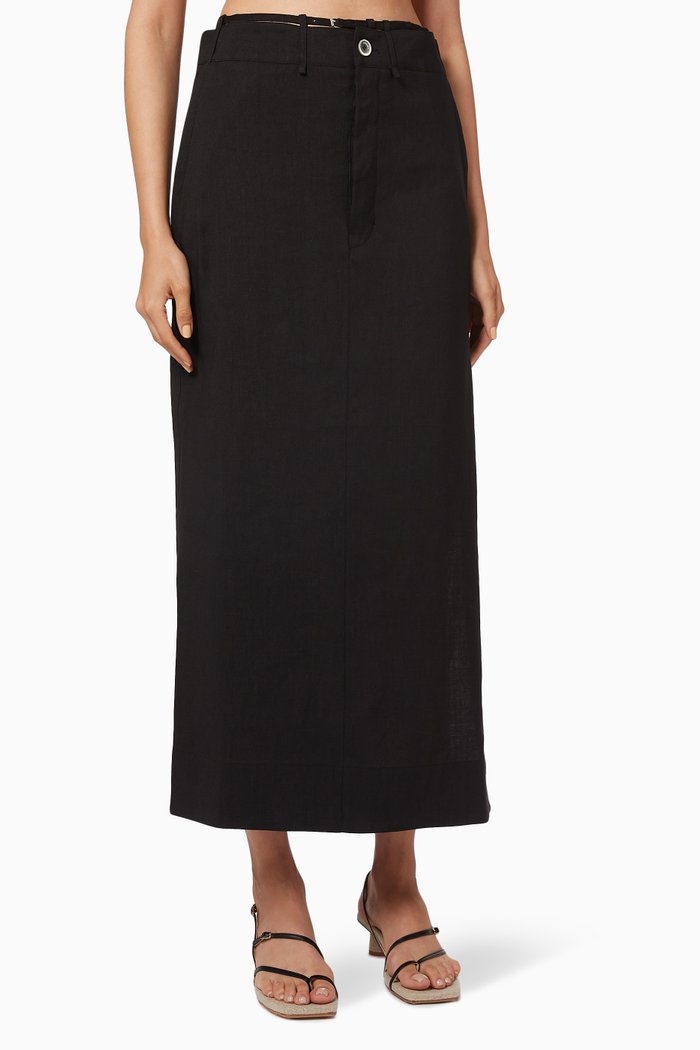 

La Jupe Terraio in Hemp-Wool Blend, Black