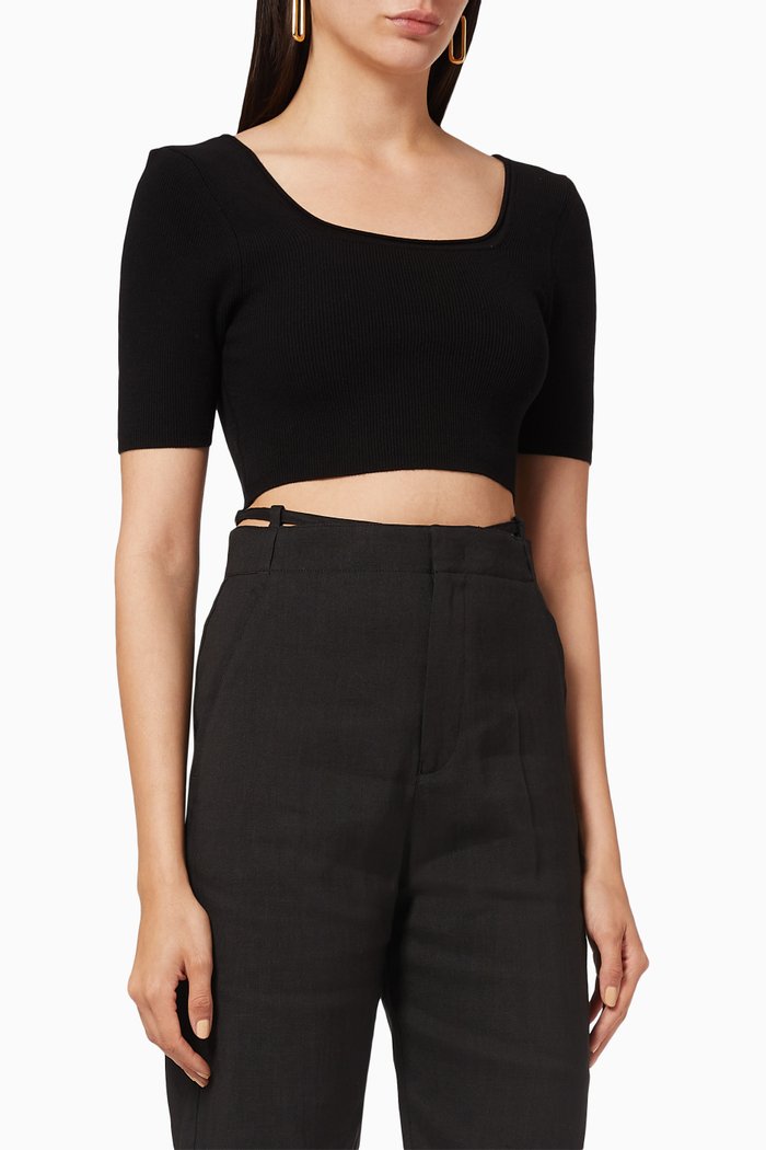 Le Haut Arancia in Viscose-Blend Knit, Black