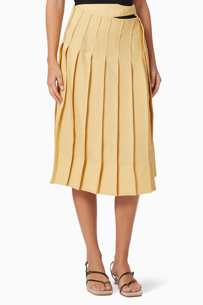 

La Jupe Plissée in Linen, Neutral