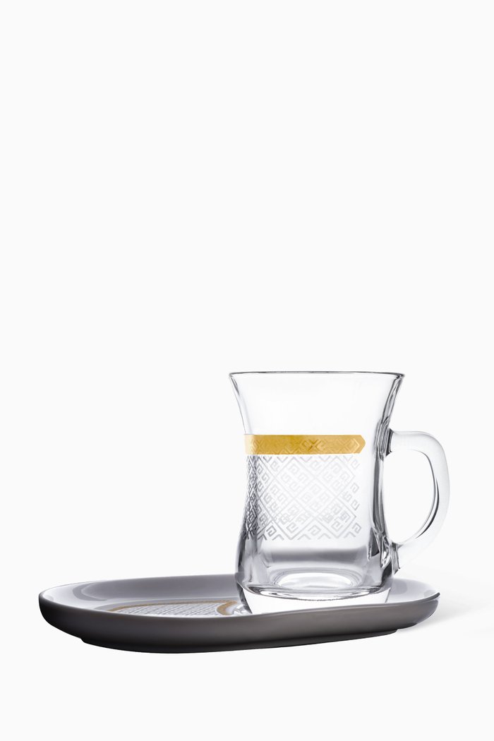 

Crown Mug and Saucer, Set of 4, Gold