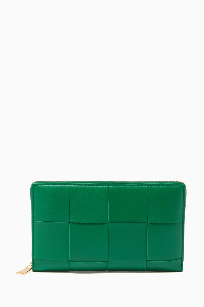 

Continental Wallet in Intrecciato Nappa, Green