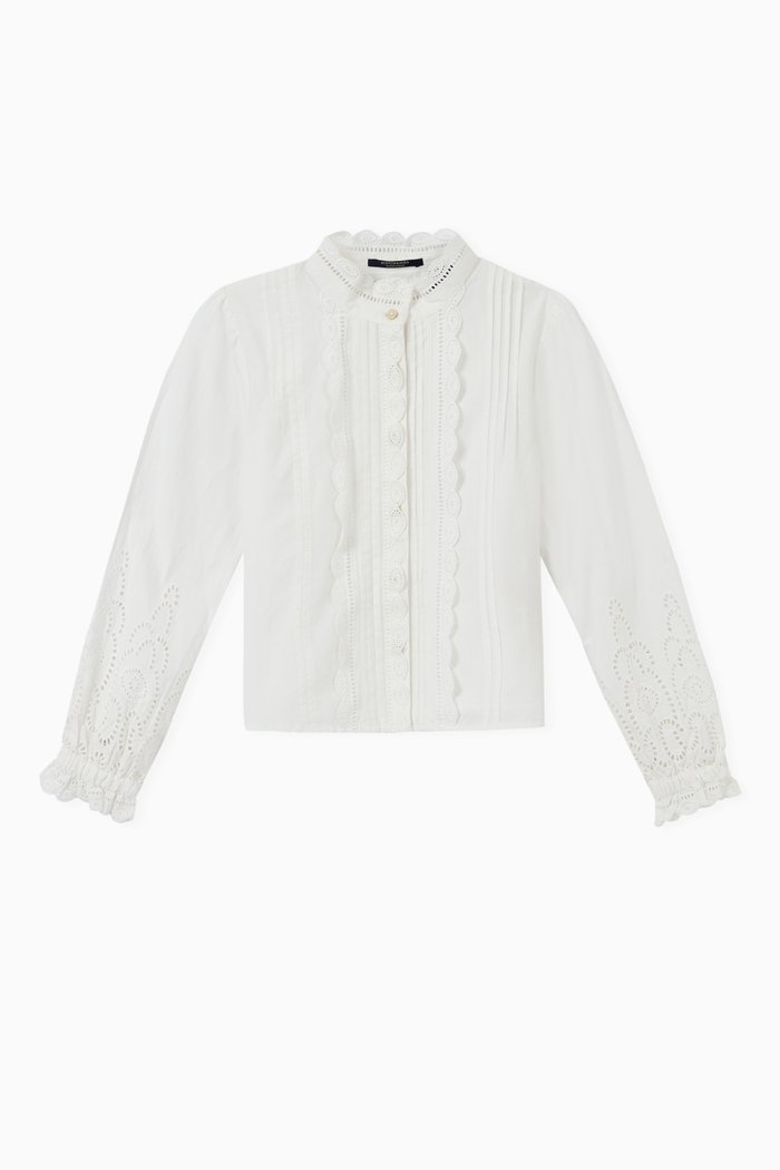 

Broderi Anglaise Cotton Top, Neutral