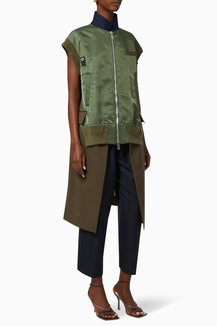 

Suiting Elongated Nylon Vest, Brown